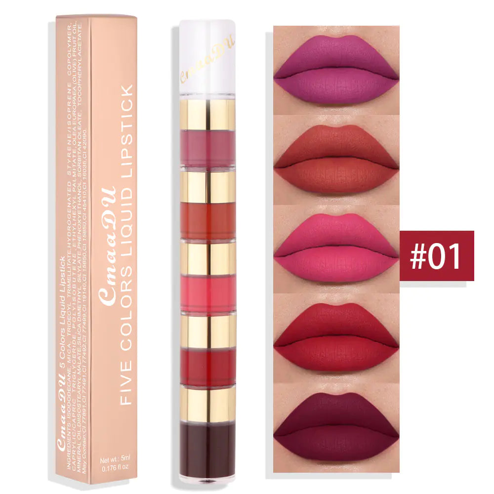 Waterproof 5 Color Matte Lip Gloss with Bamboo Joint